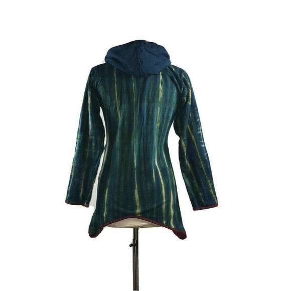 Womens Softshell Jacket Green Medium Rasta Campfire Tie Dye New Fair Trade Boho - Picture 3 of 3